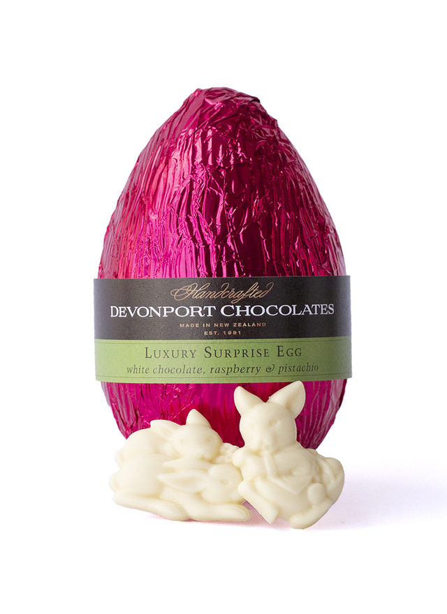 Surprise Easter Eggs White Chocolate, Raspberry & Pistachio - Out of stock