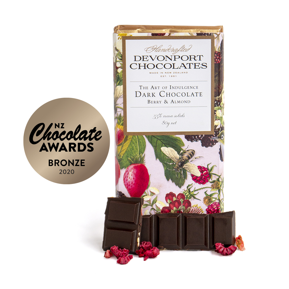 Silver Eye Dark Chocolate Berry & Almond Outer of 12 Devonport Chocolates Trade